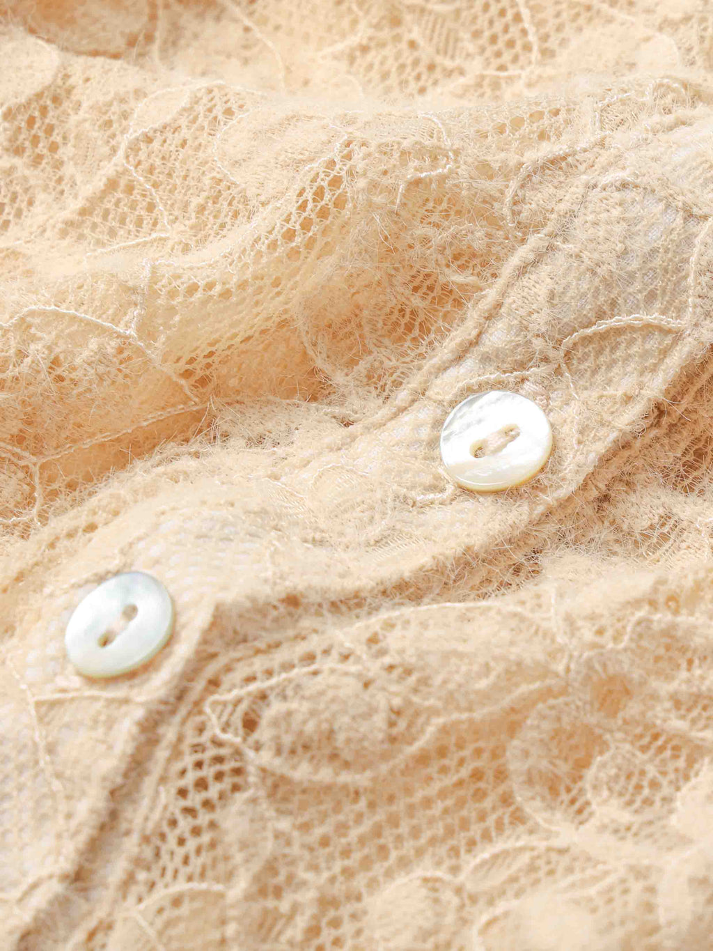 Off-Shoulder Lace Button Bodysuit Beige