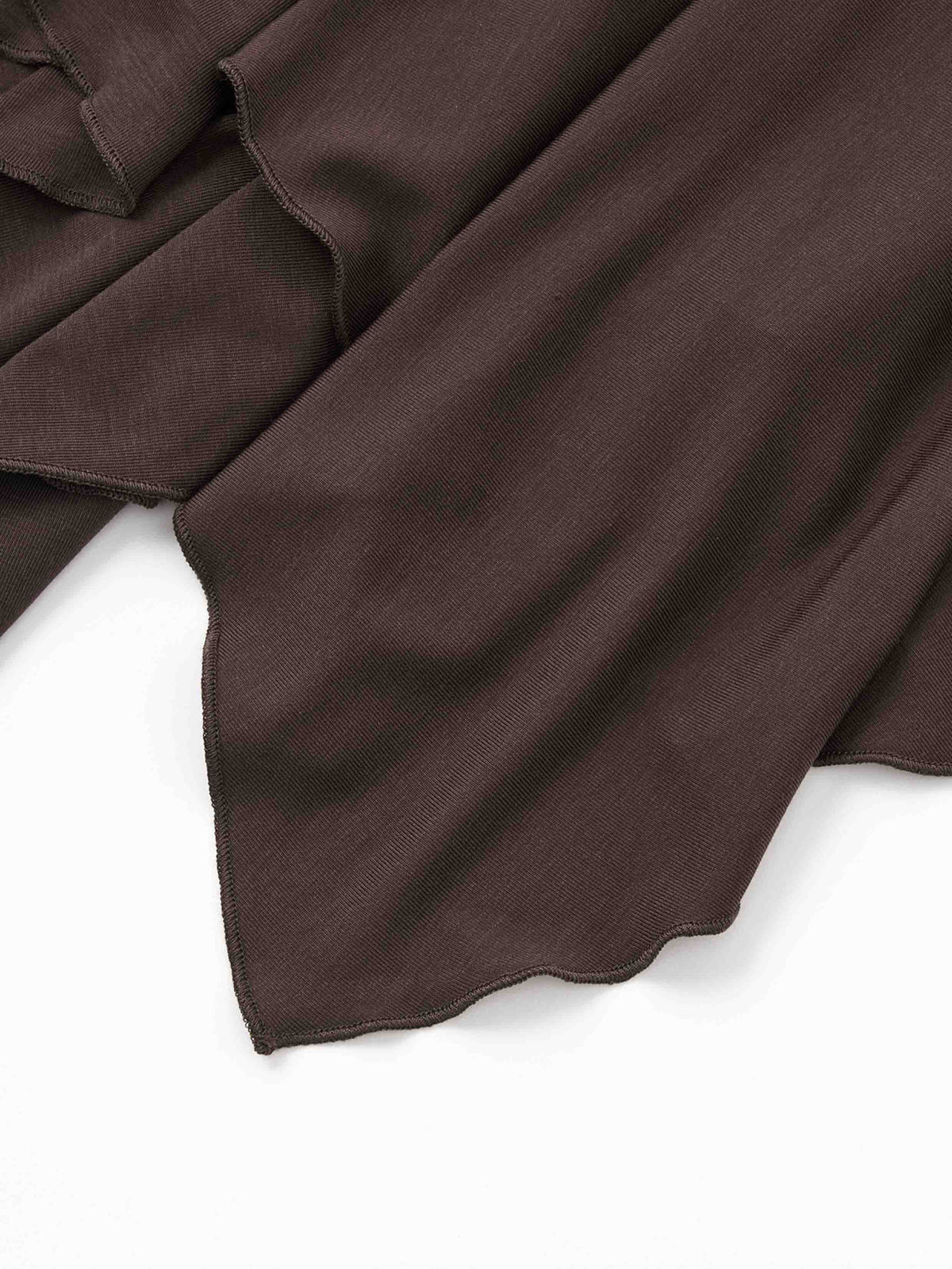 Ruched Asymmetric Midi Skirt Espresso Brown