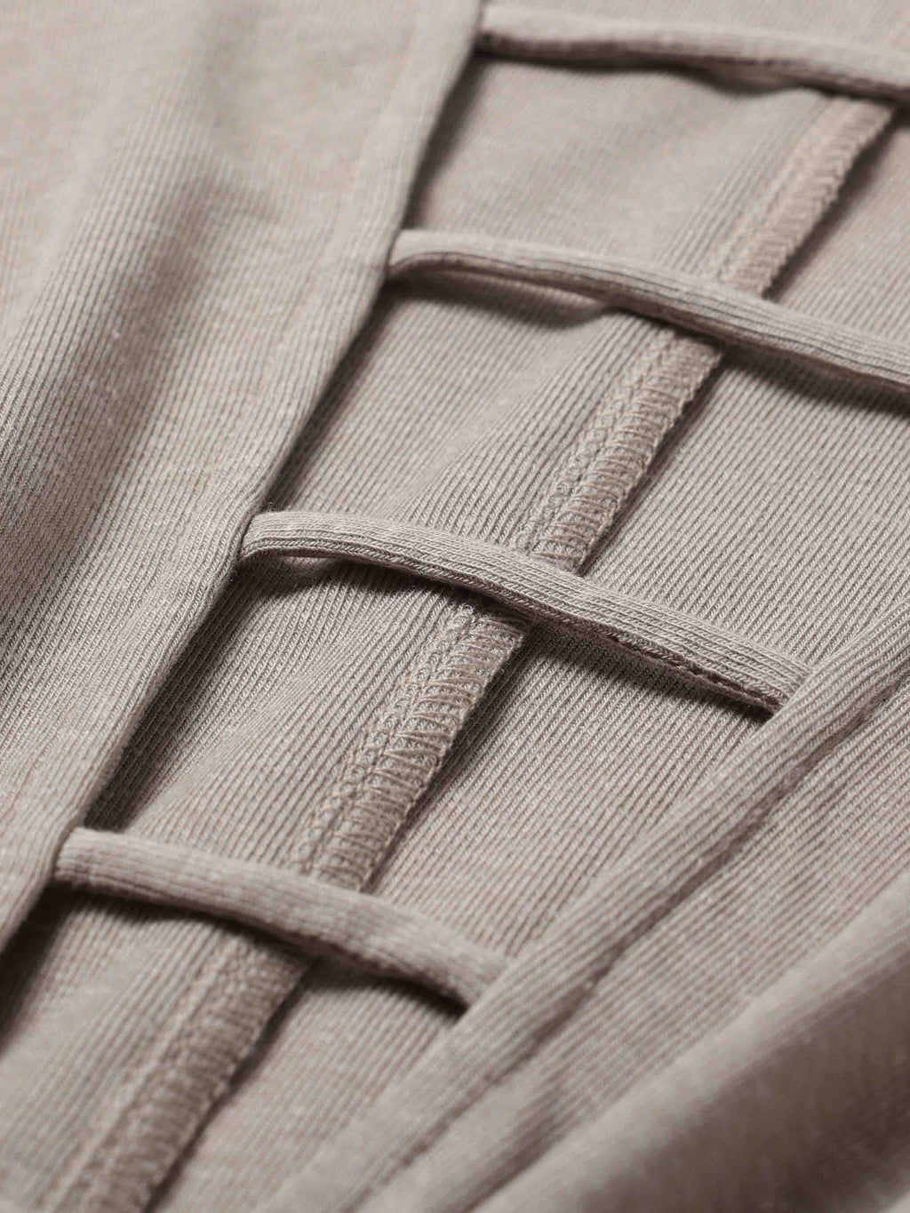 Ruched Plunge Neck Strap Bodysuit Taupe