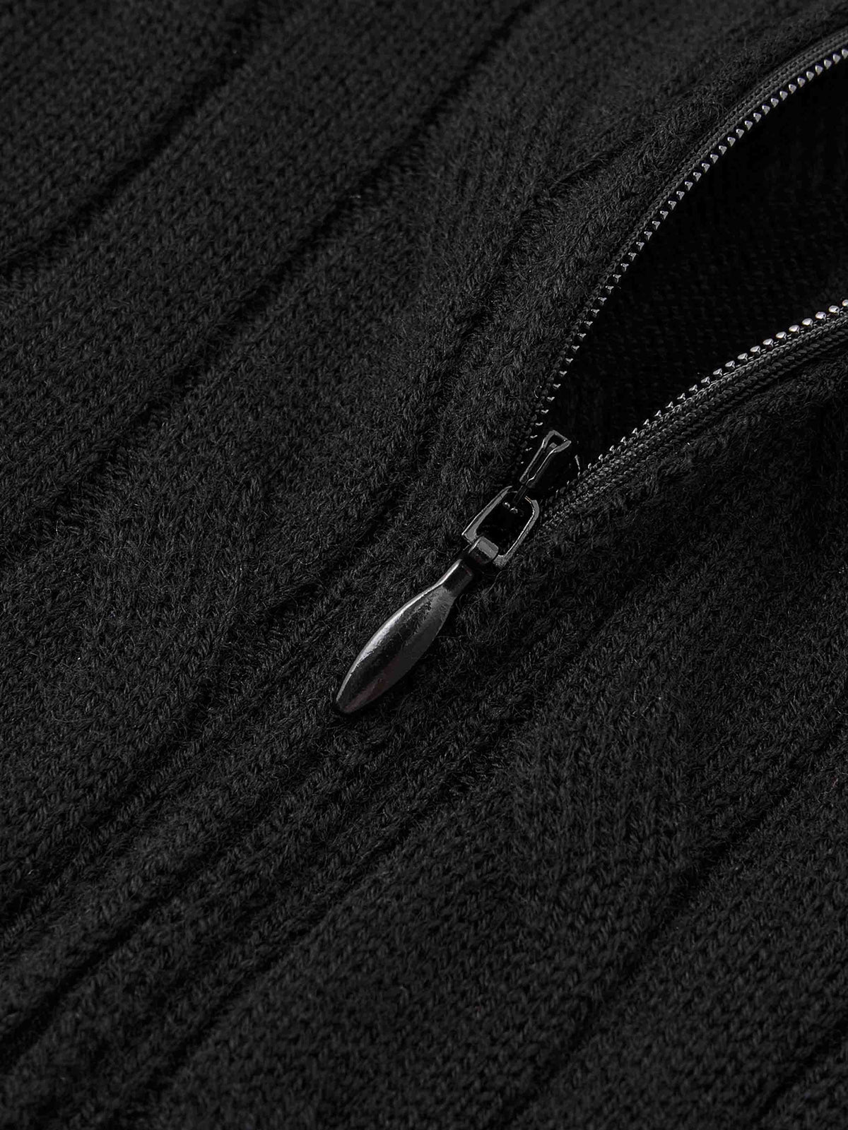 Cable Knit Zip-Up Bodysuit Black