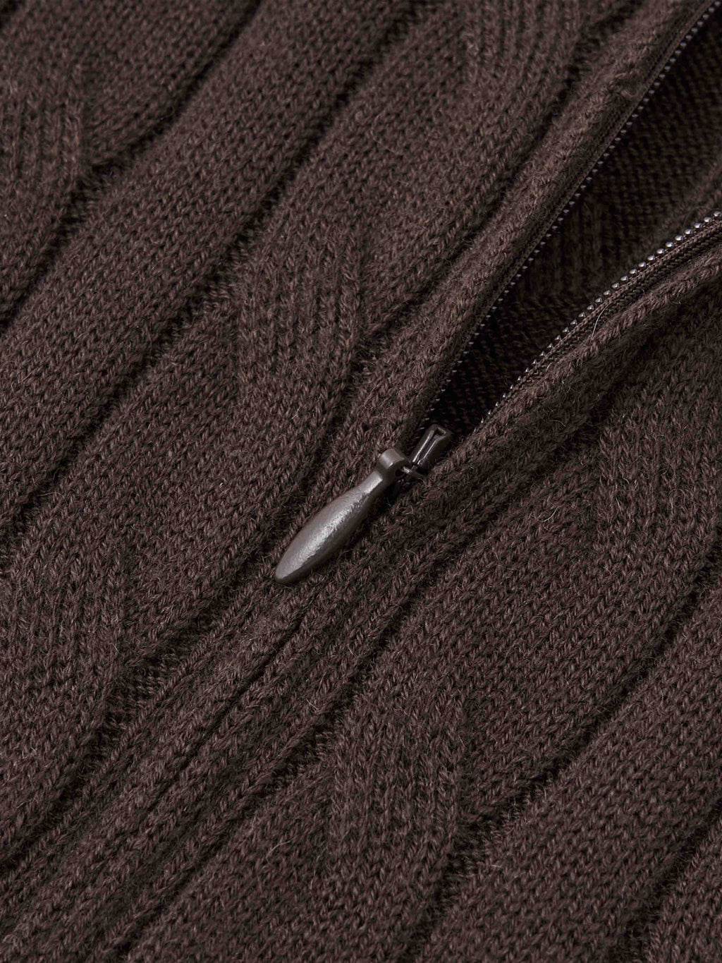 Cable Knit Zip-Up Bodysuit Espresso Brown
