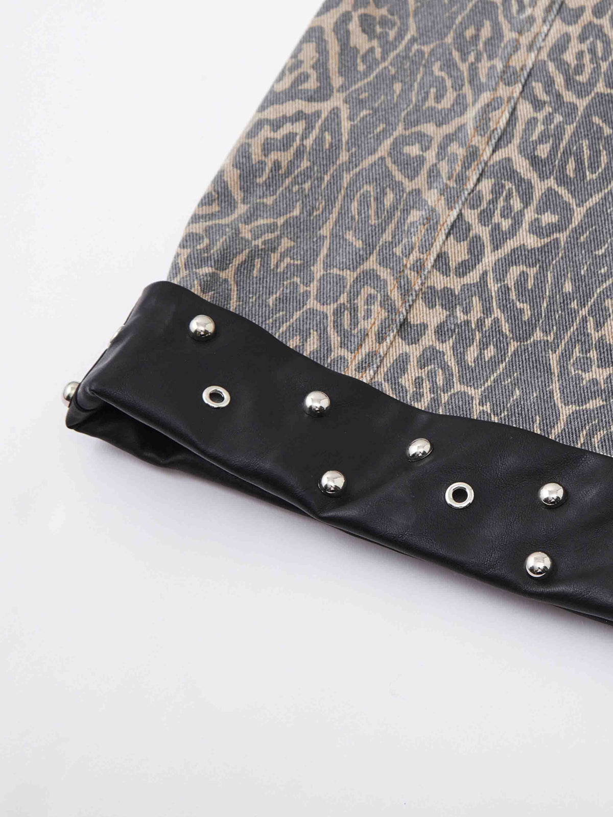 Studded Leopard Wide-Leg Jeans