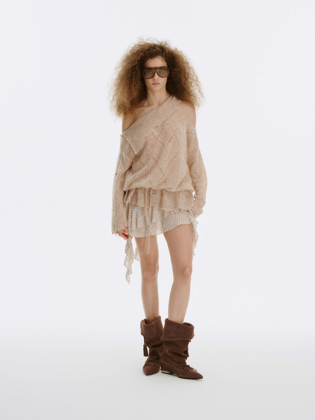 DANAE Fold-Over Tassel High Ankle Boots Cocoa Brown