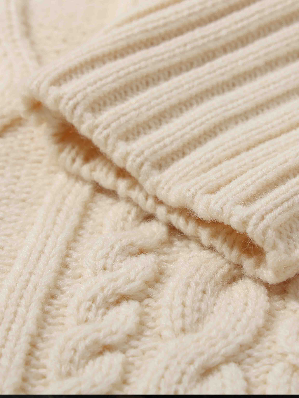 Asymmetric Cable-Knit Sweater Ivory White