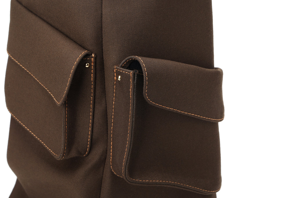 ADRASTEIA Denim Cargo Knee-High Boots Brown