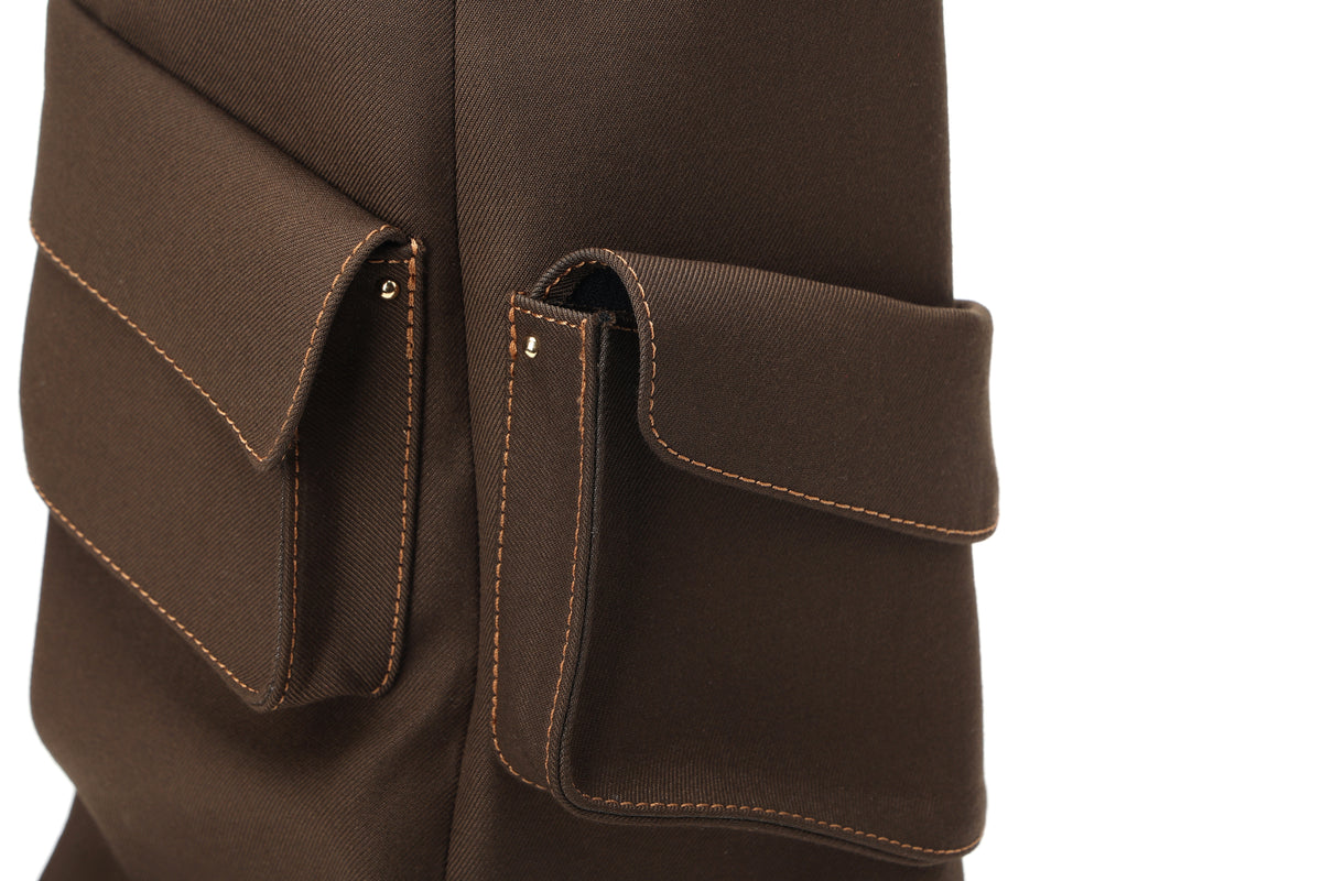 ADRASTEIA Denim Cargo Knee-High Boots Brown