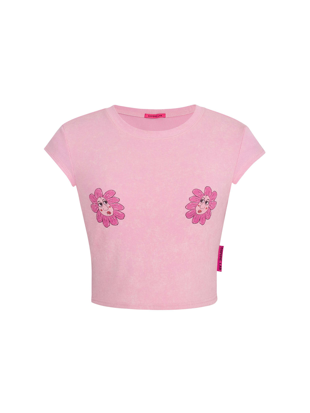 DAPHNE.LAB × QIURUI DU | Face Flower Cropped T-Shirt Hot Pink